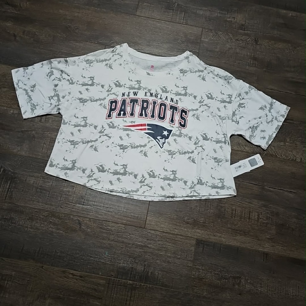 NFL New England Patriots Juniors Tie Dye Crop T-Shirt New With Tags